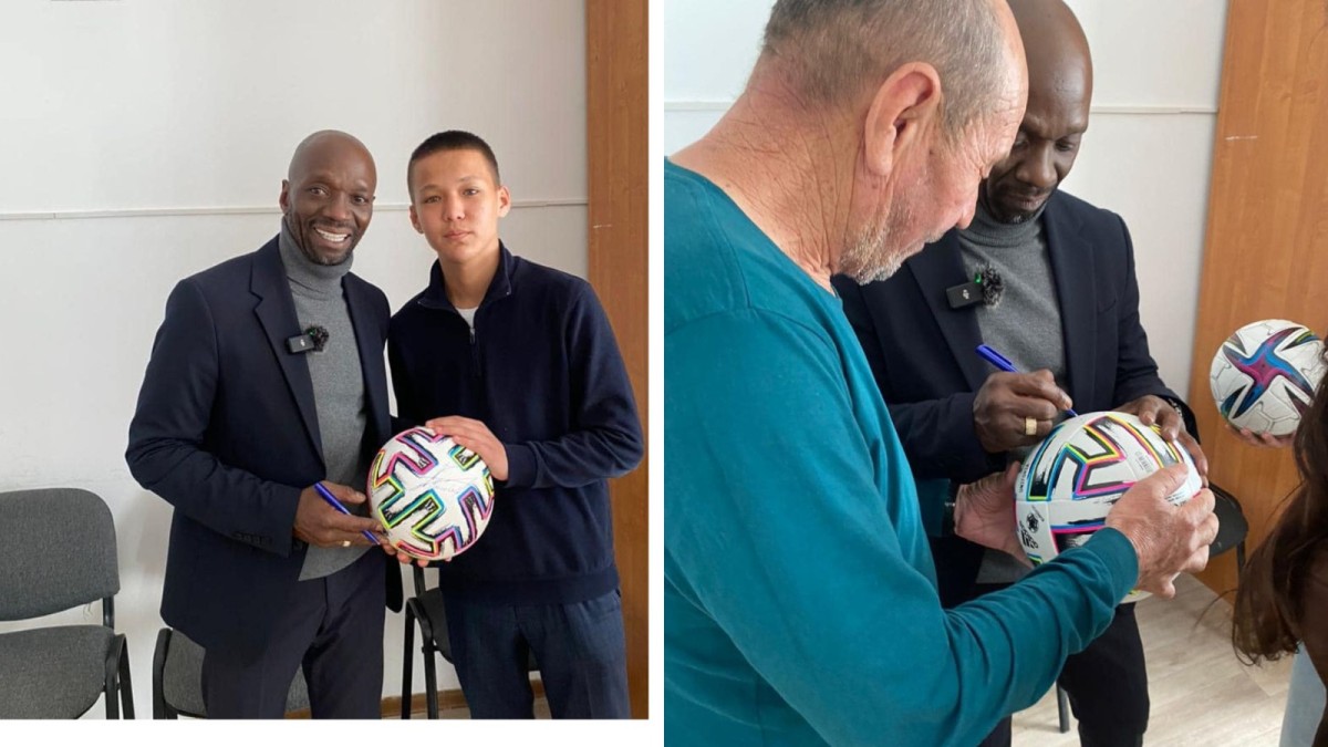 Звезда мирового футбола Клод Макелеле встретился с актюбинцами, пострадавшими от наводнения