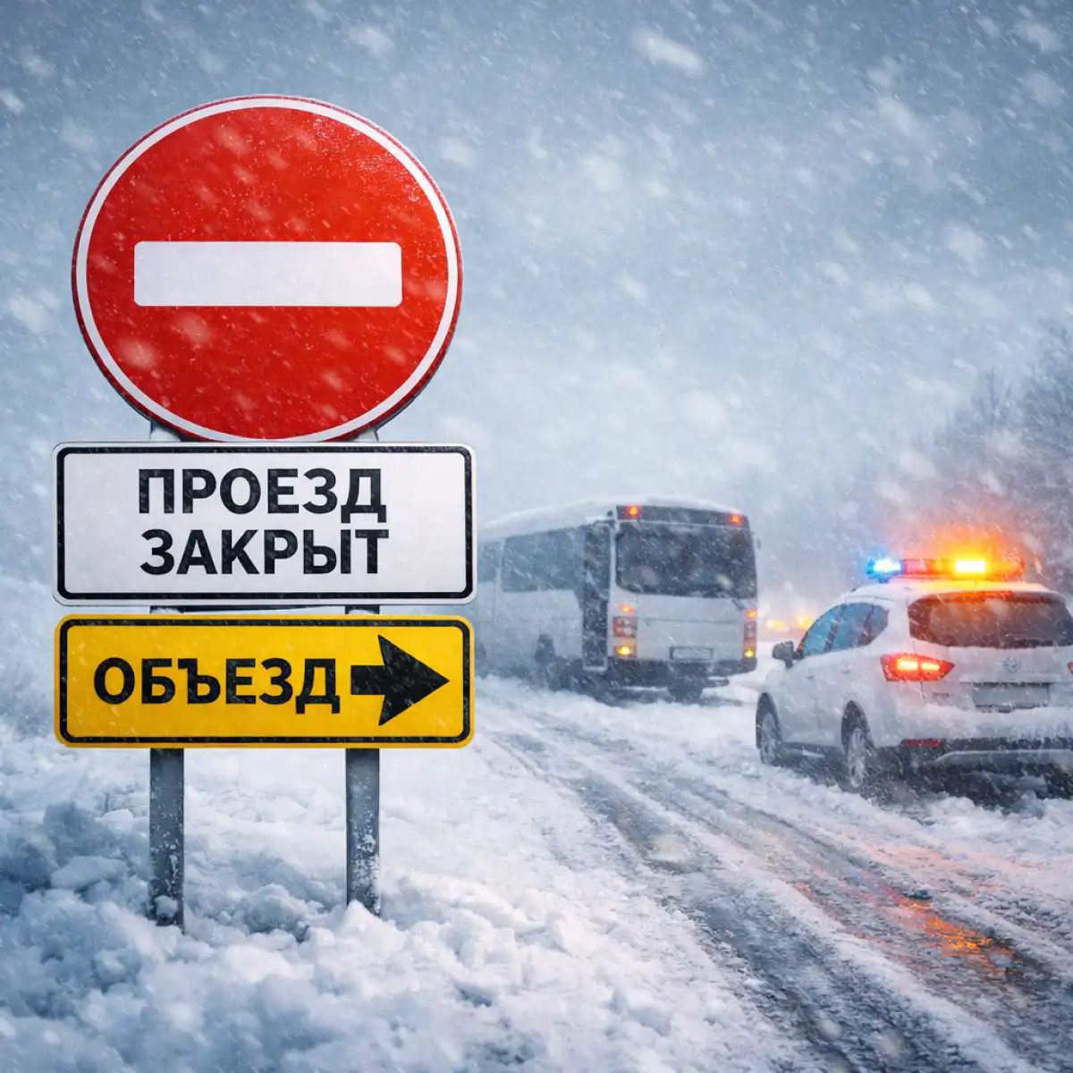 Из-за метели и гололёда в нескольких регионах Казахстана закрыли автодороги