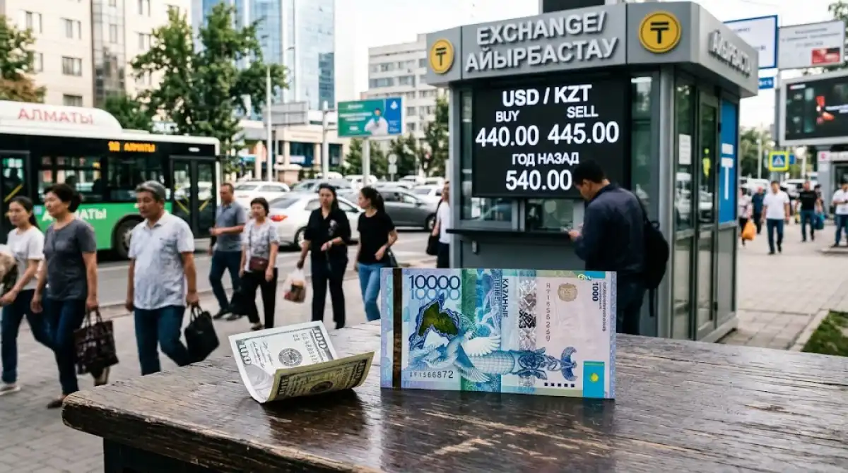 ⁠Тенге укрепляется: доллар за год подешевел на 95 тенге